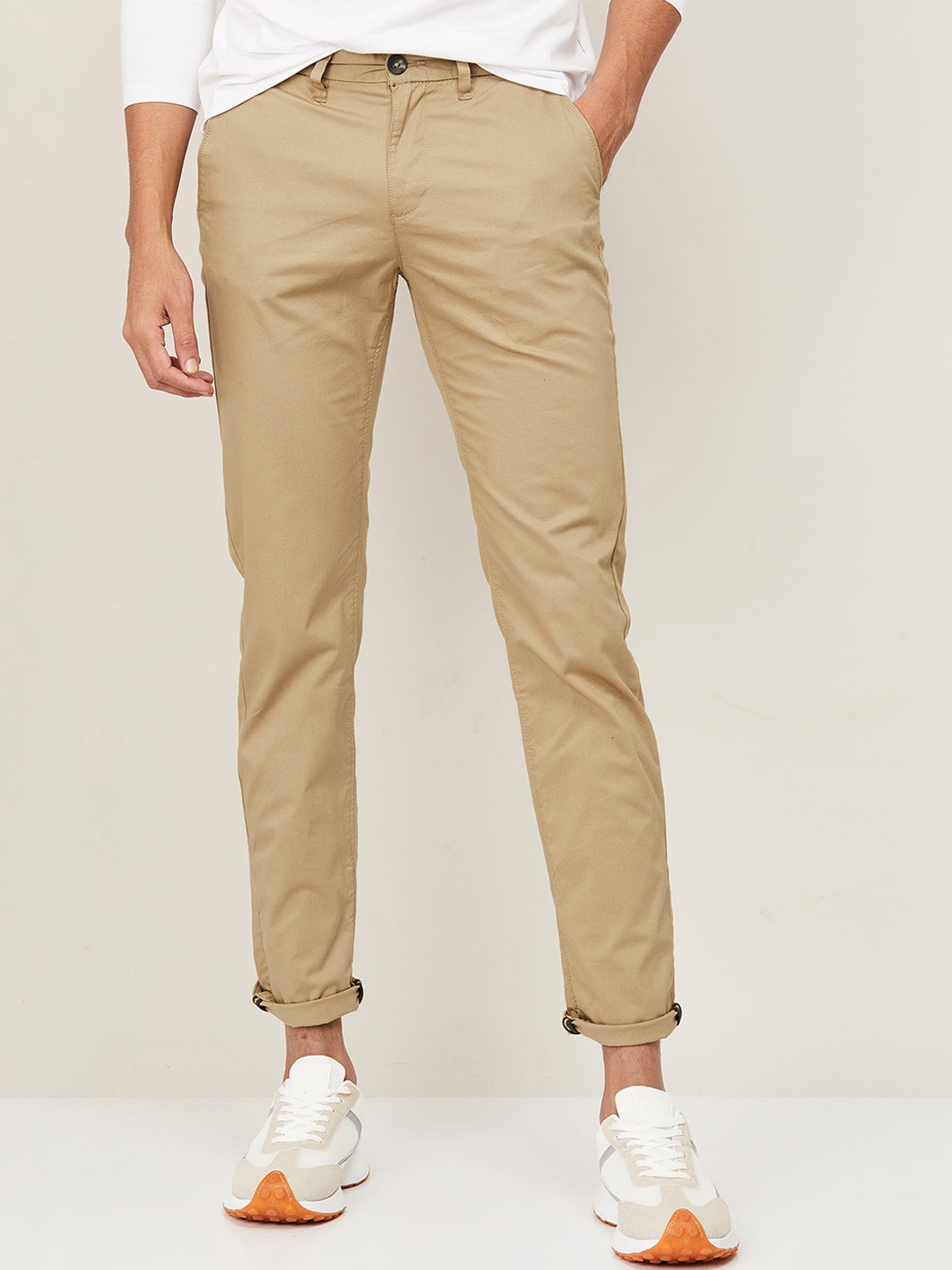 

Fame Forever by Lifestyle Men Beige Slim Fit Chinos Trousers