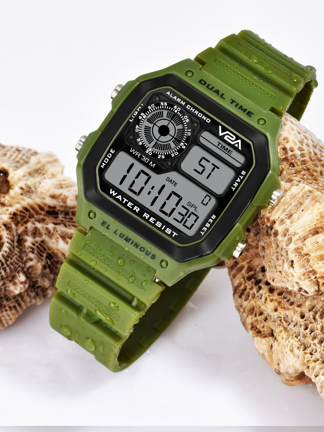 

V2A Men Green Dial & Straps Digital Multi Function Watch