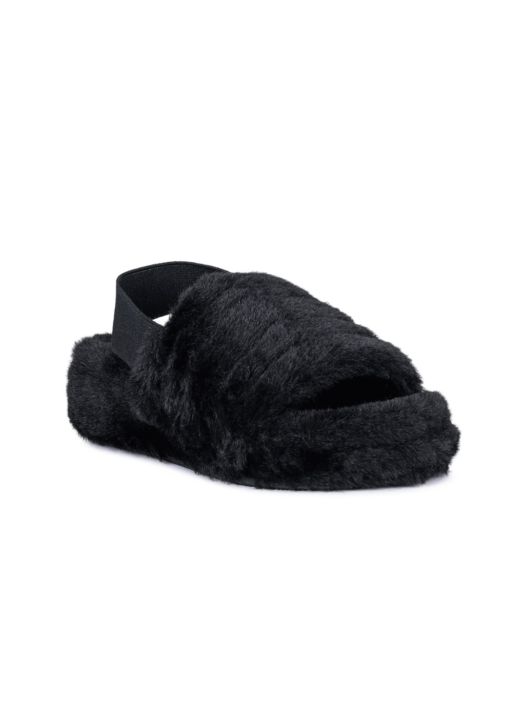 

London Rag Women Black Fur Flatform Heels