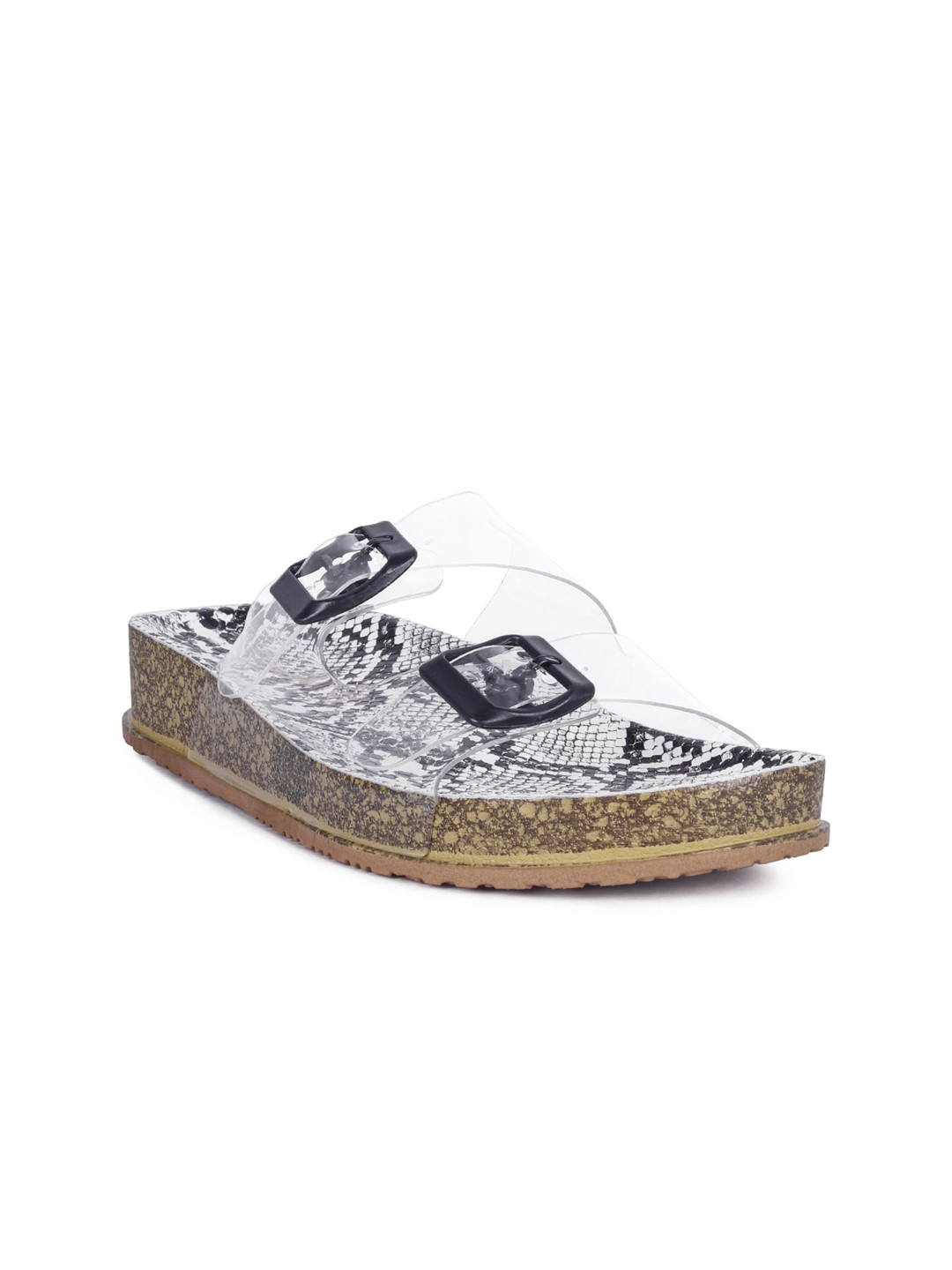 

London Rag Women Transparent & Black Printed Comfort Platform Heels