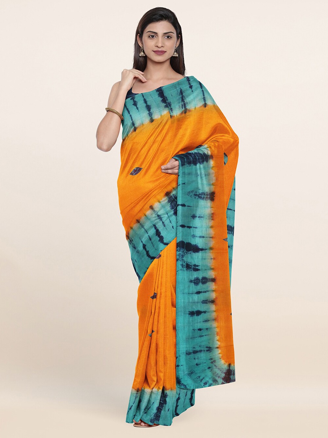 

Pothys Yellow & Blue Floral Pure Cotton Saree