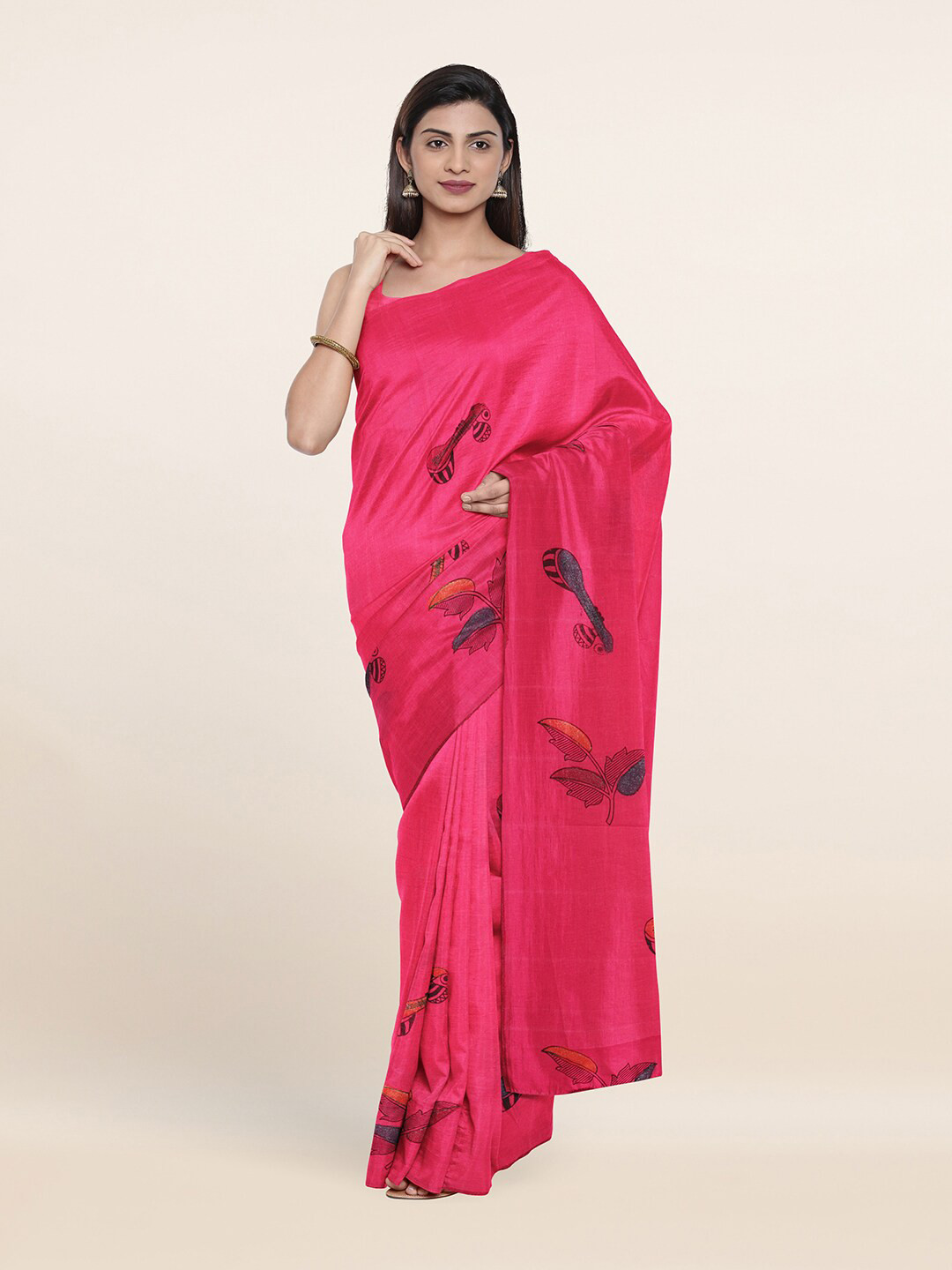 

Pothys Pink & Blue Floral Pure Cotton Saree