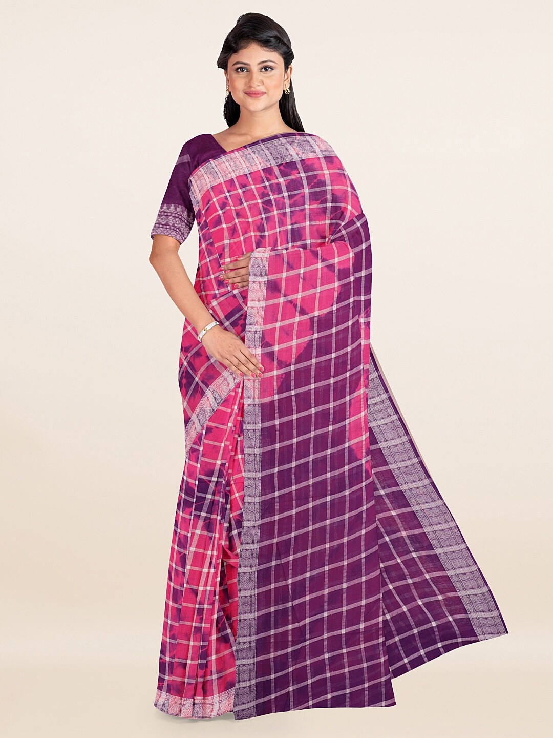 

Pothys Pink & Purple Pure Cotton Saree