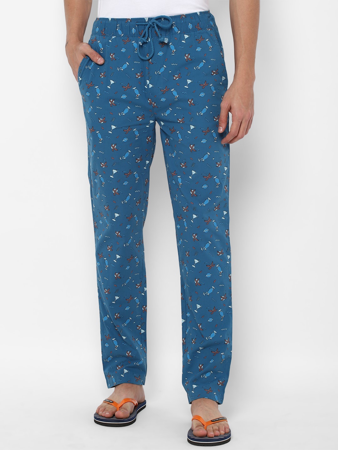 

FOREVER 21 Men Blue Floral Printed Track Pants