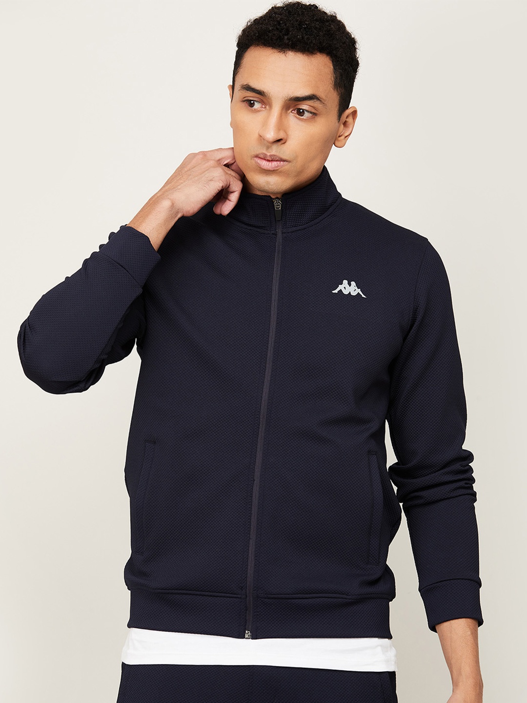 

Kappa Men Navy Blue Solid Front-Open Sweatshirt