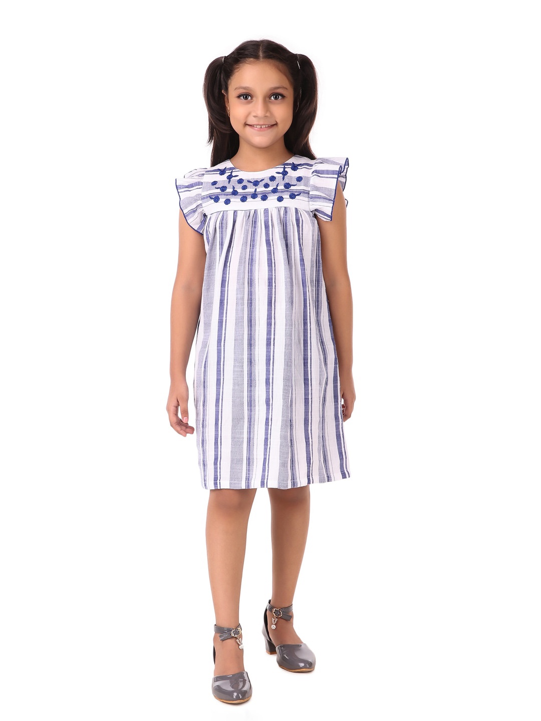 

Miyo White Striped A-Line Dress