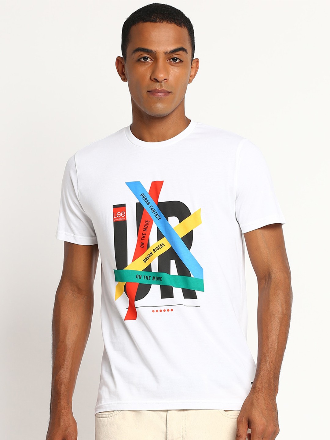 

Lee Men White Printed Slim Fit T-shirt