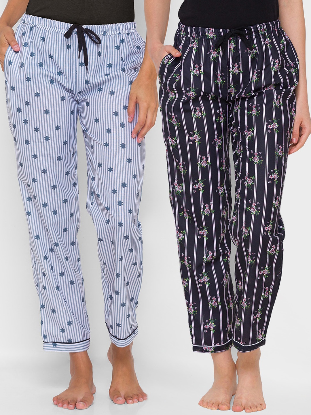 

FashionRack Pack of 2 Women Striped Cotton Lounge Pants, Grey