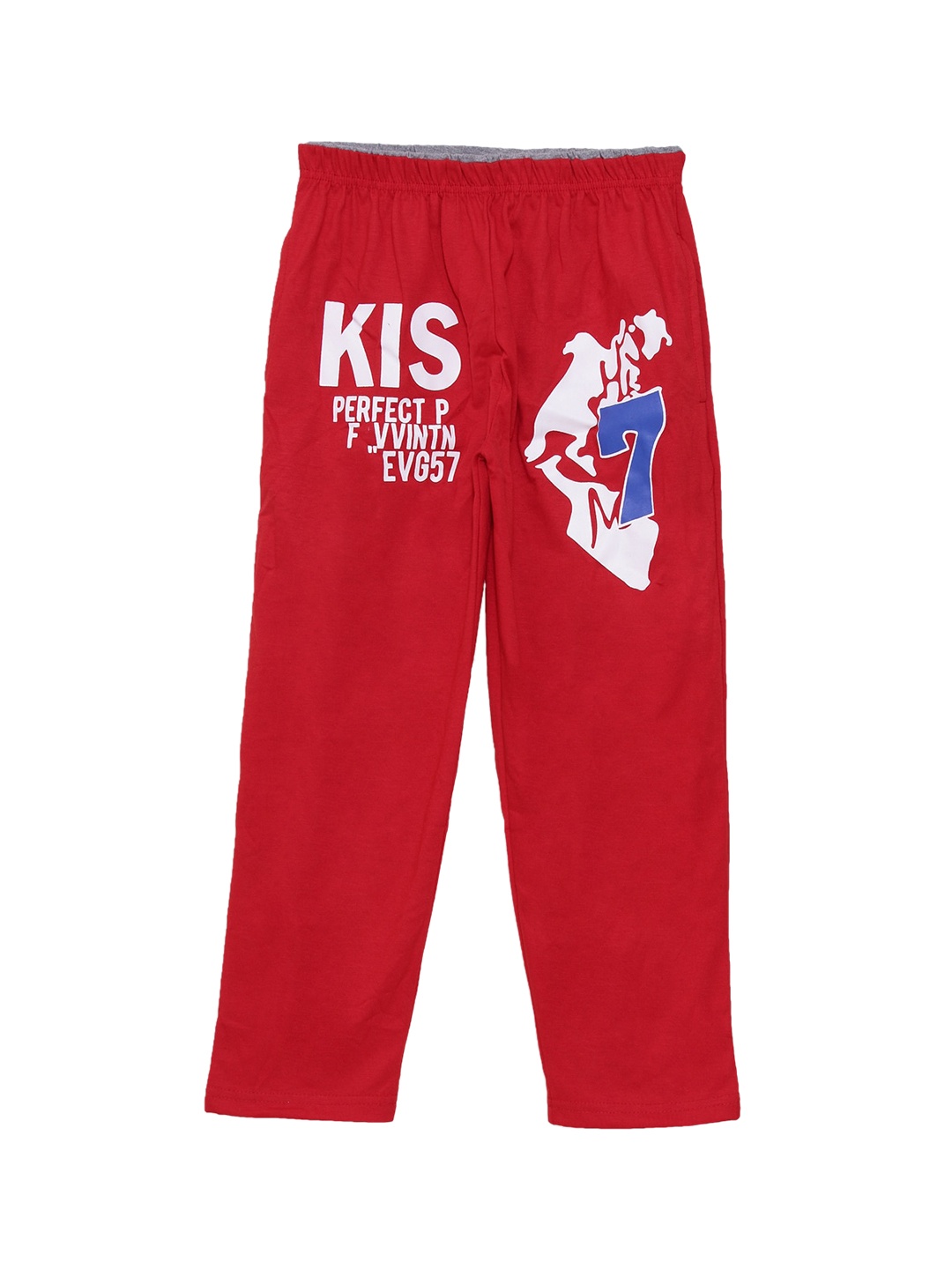 

Fashionable Girls Red & White Printed Pure Cotton Track Pants