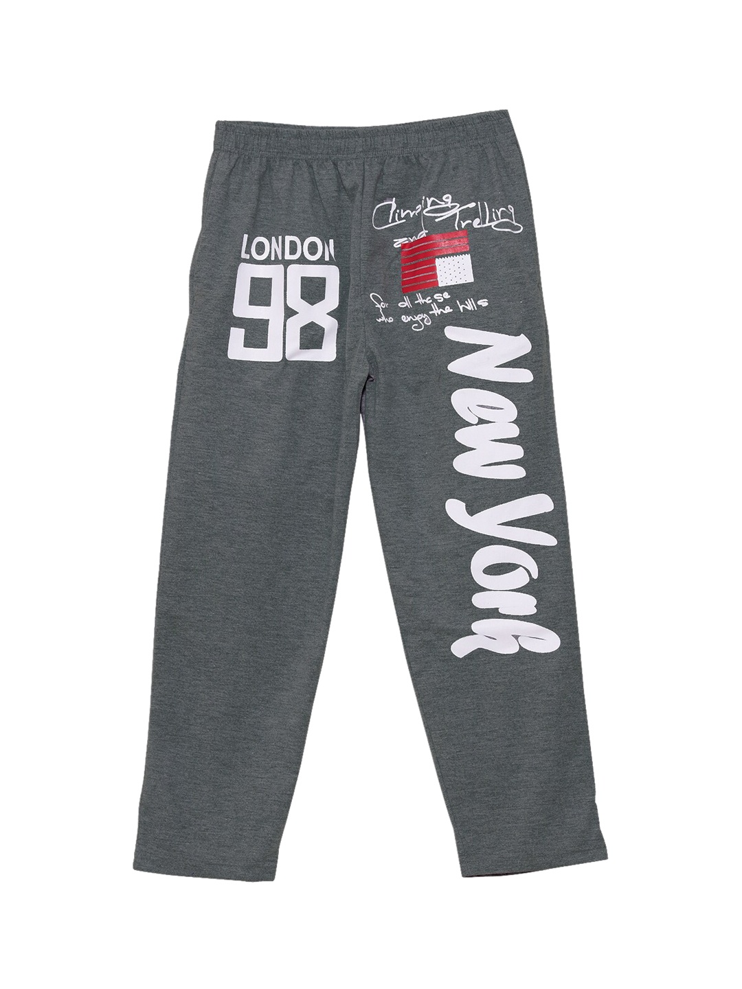 

Fashionable Girls Charcoal Printed Pure Cotton Track Pants