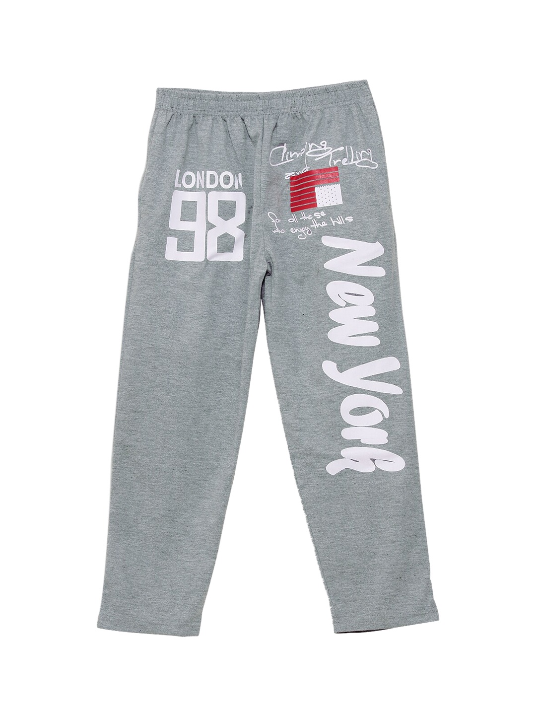 

Fashionable Girls Grey Melange Solid Pure Cotton Track Pants