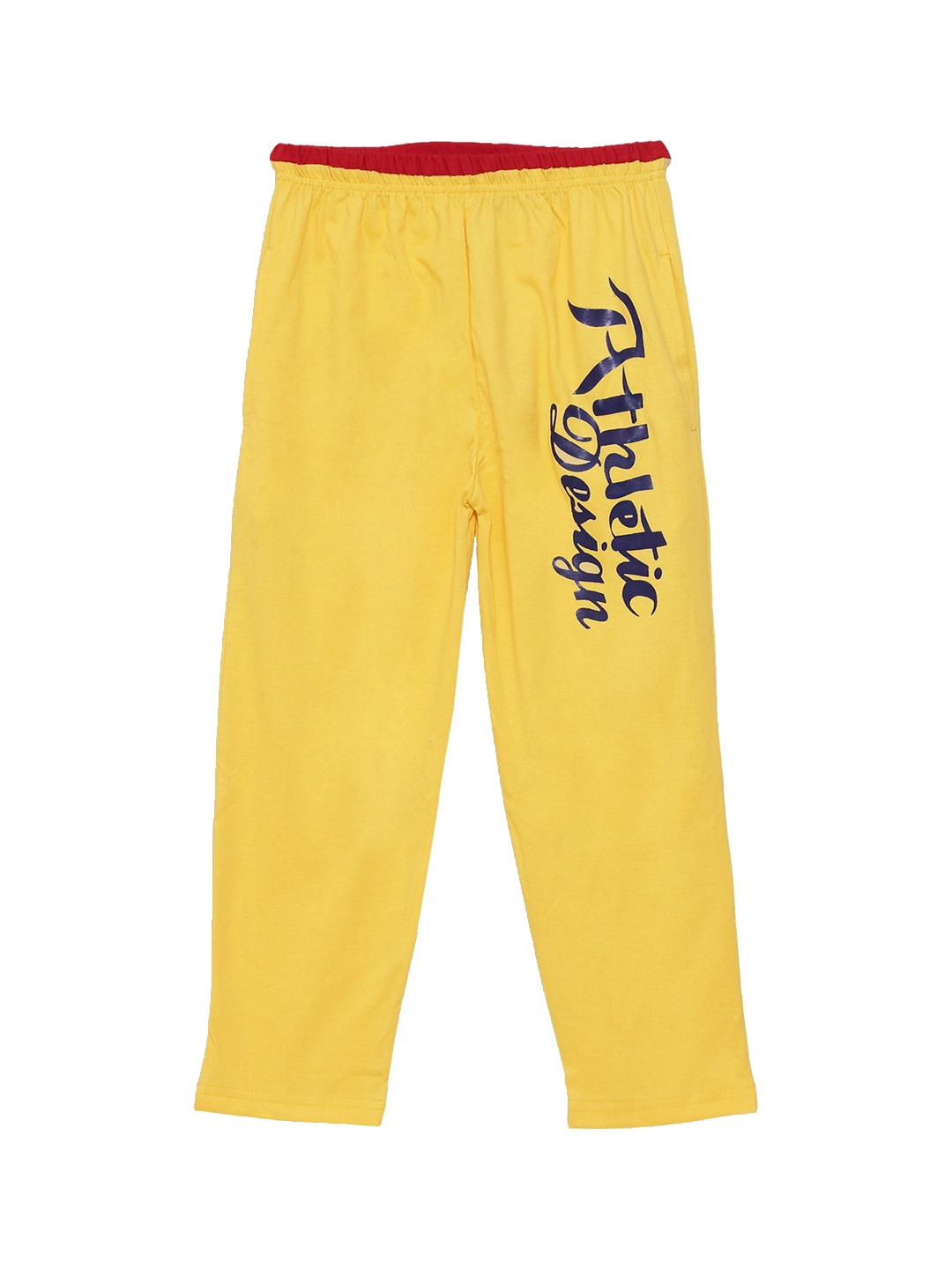 

Fashionable Girls Yellow Solid Pure Cotton Track Pants