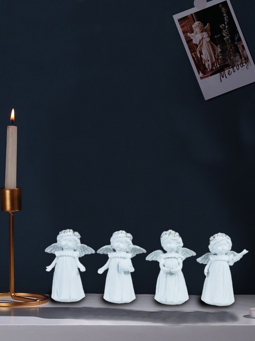 

Wonderland Set of 4 Resin Standing Angels Statue, White