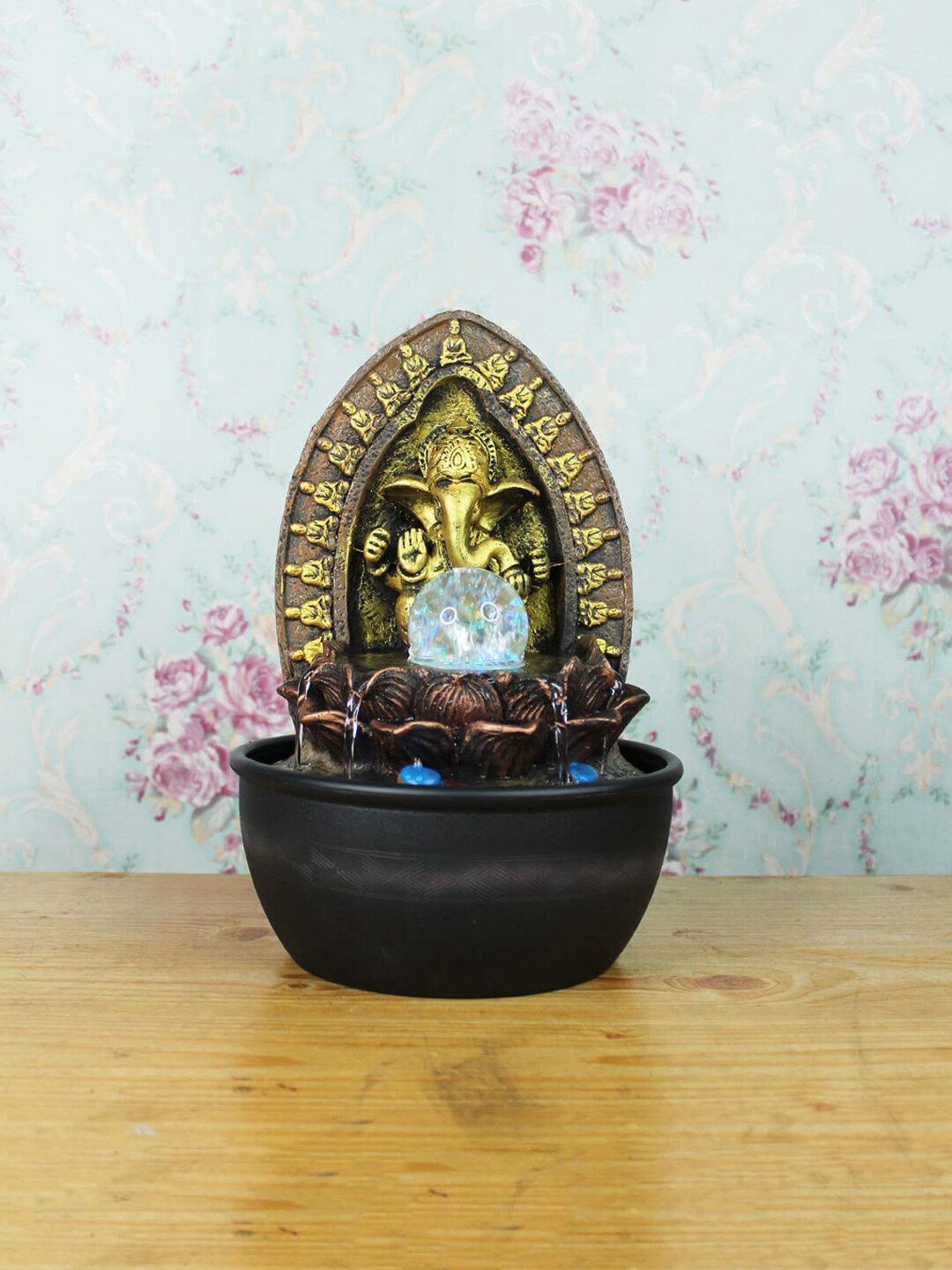 

Wonderland Brown & Gold-Toned Table Top Ganesh Fountain