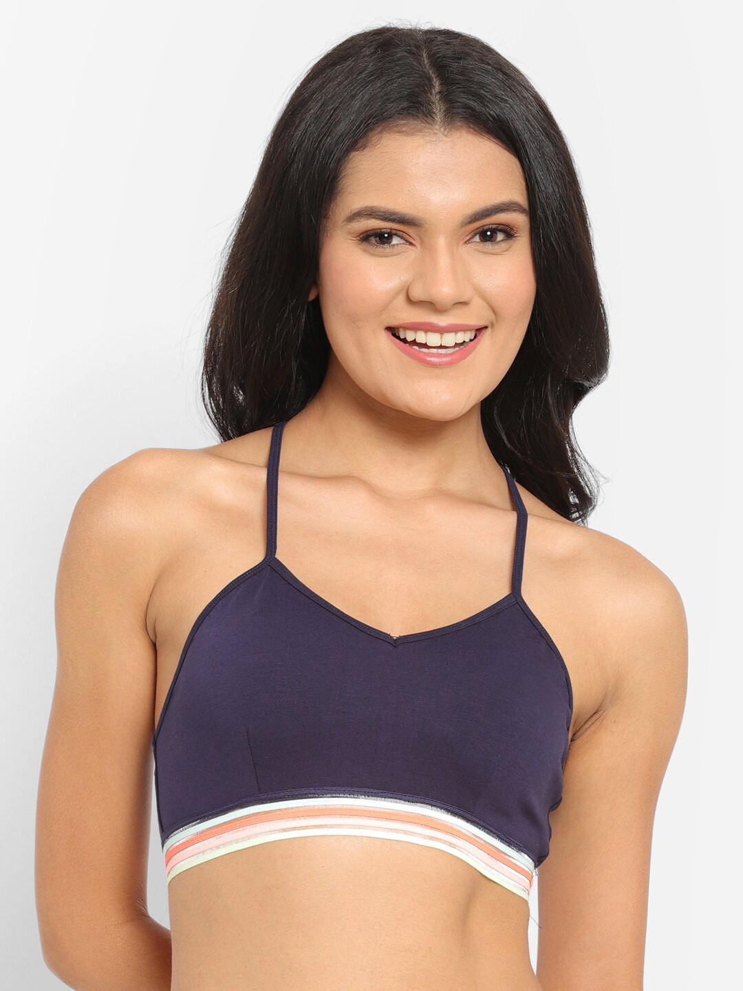 

N-Gal Women Navy Blue Non Padded Non Wired Bralette Bra