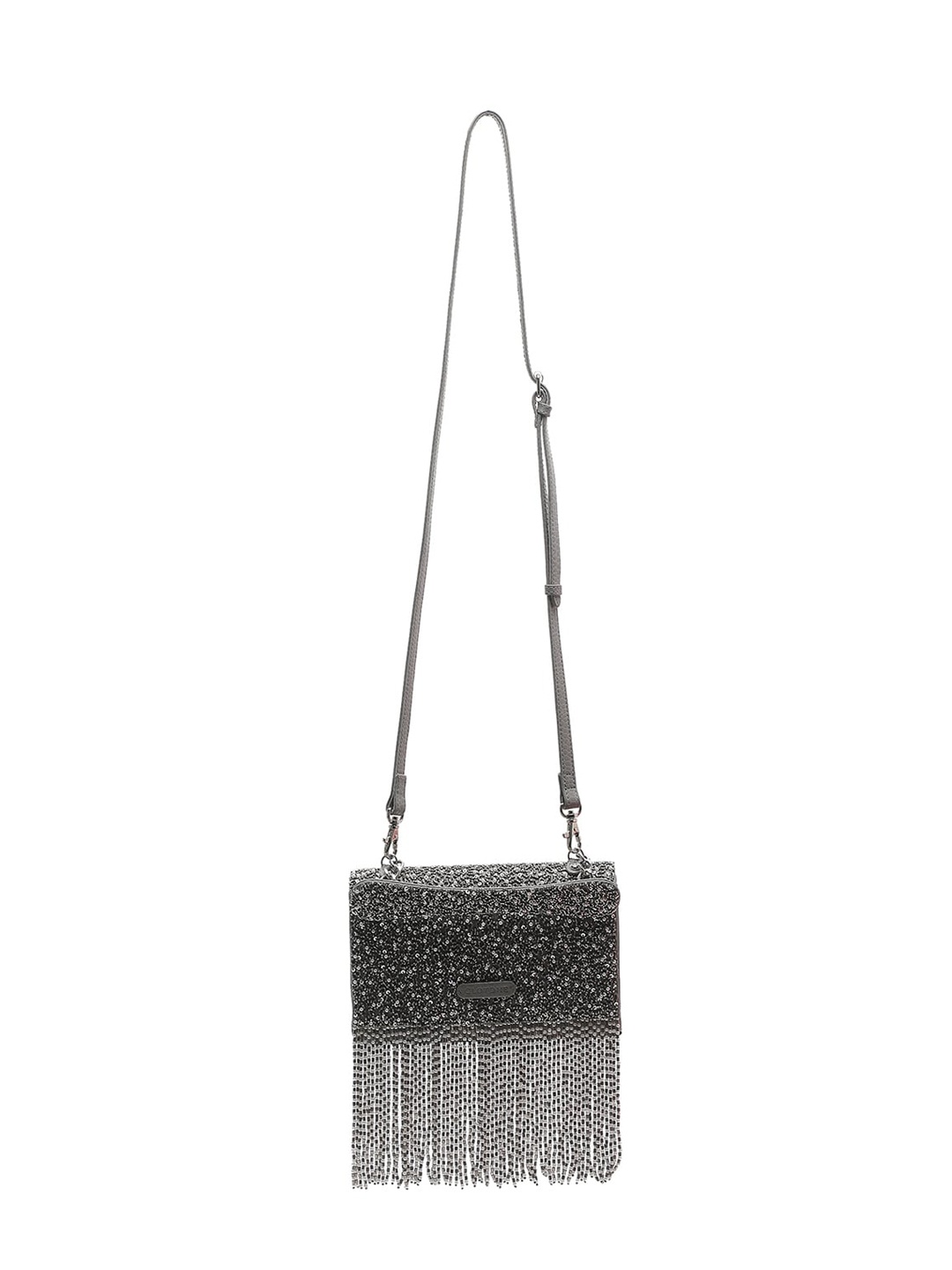 

Clotche Grey Ethnic Motifs PU Oversized Swagger Handheld Bag with Cut Work