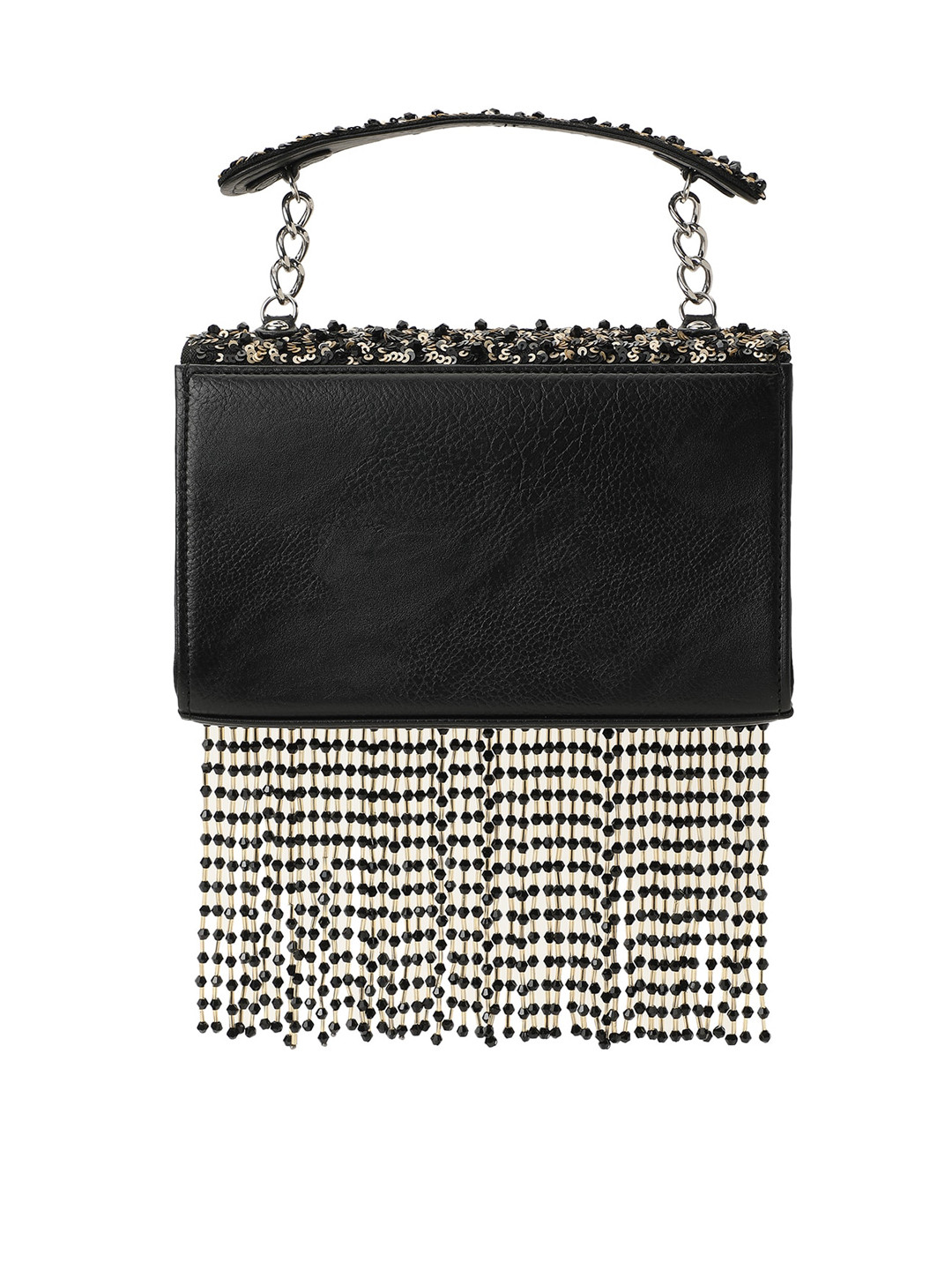 

Clotche Women Black Geometric PU Oversized Structured Handheld Bag