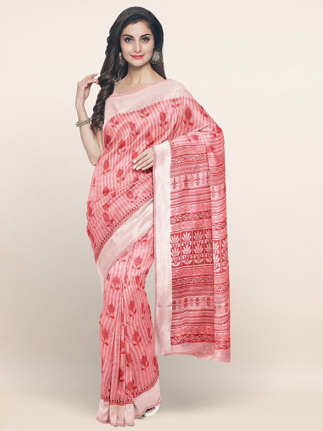 

Pothys Pink Floral Printed Saree