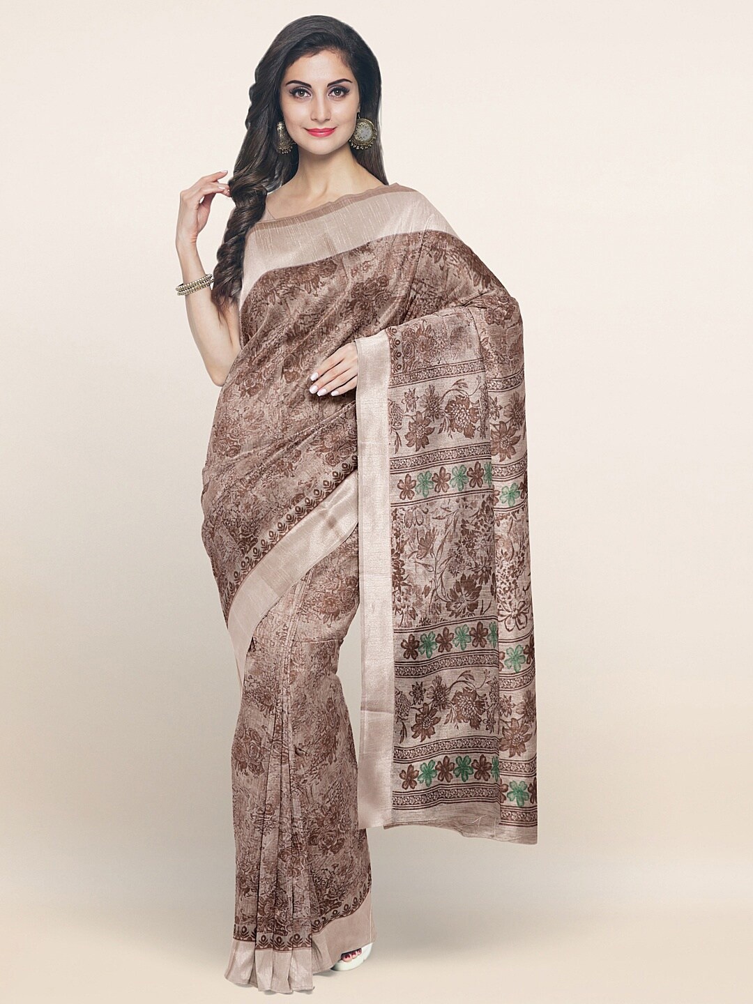 

Pothys Brown Floral Printed Saree