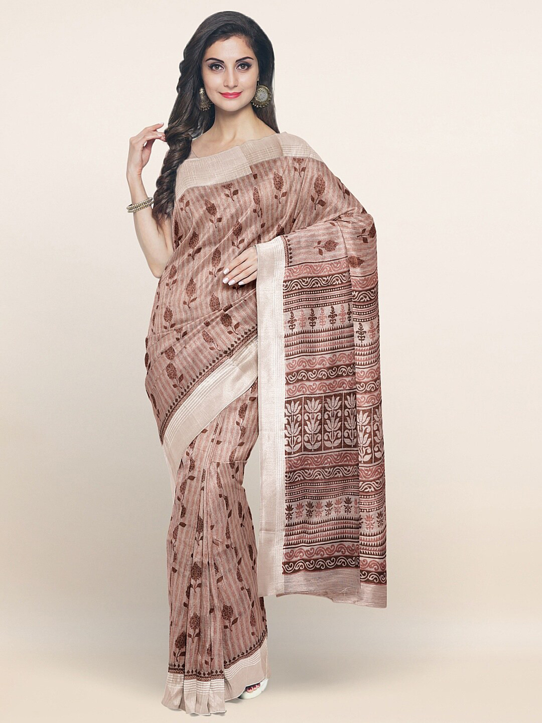 

Pothys Brown Floral Printed Saree
