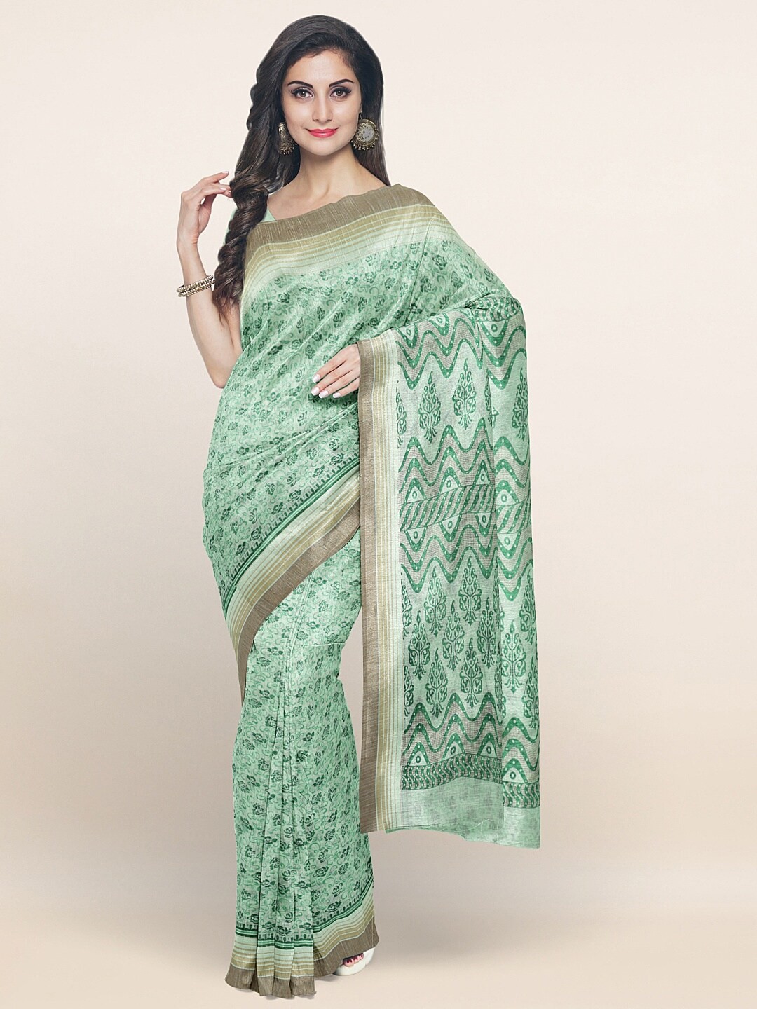 

Pothys Green Floral Printed Saree
