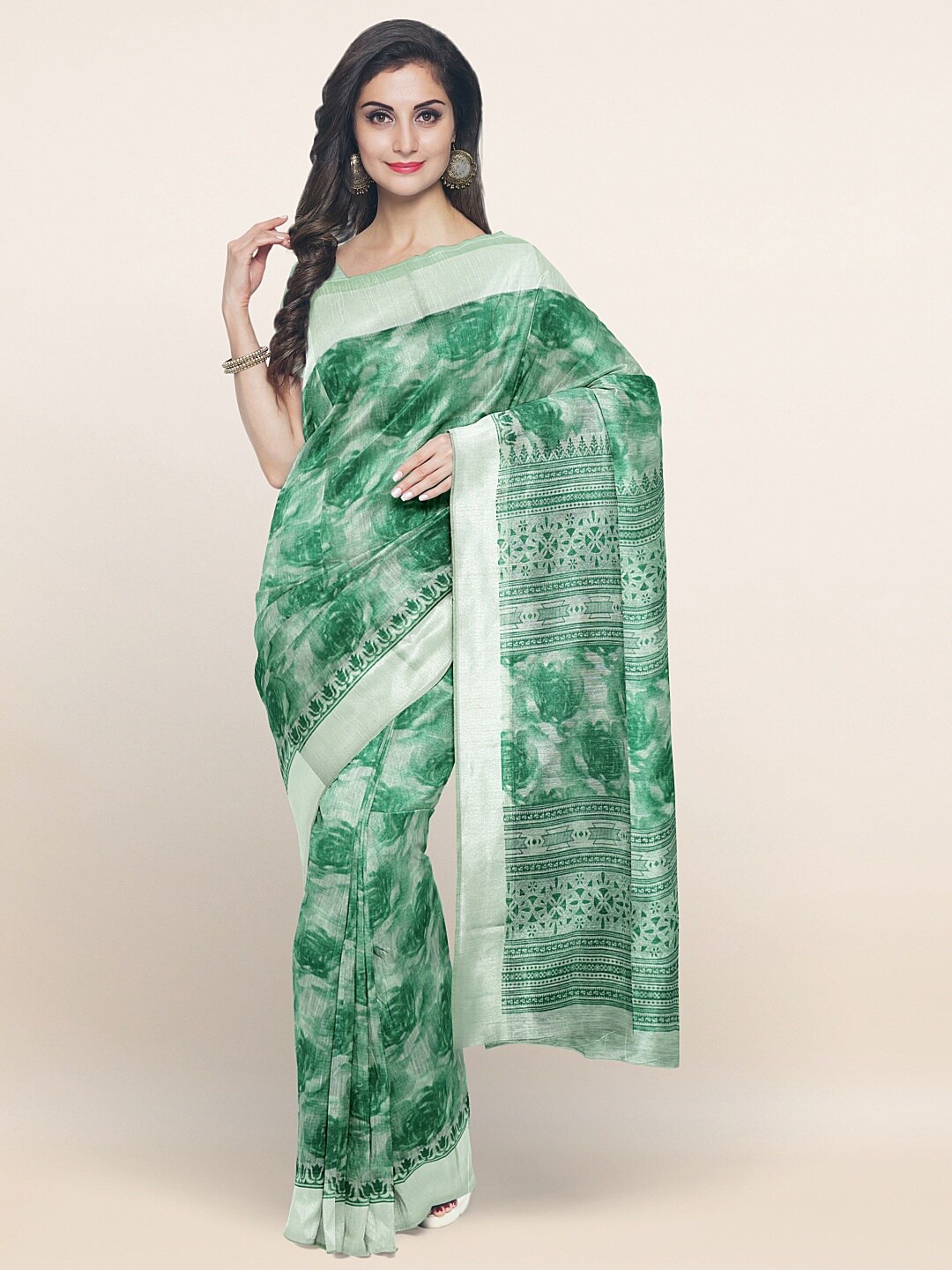 

Pothys Green Floral Printed Saree