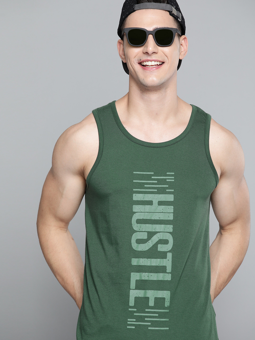 

HERE&NOW Men Green Typography Printed T-shirt