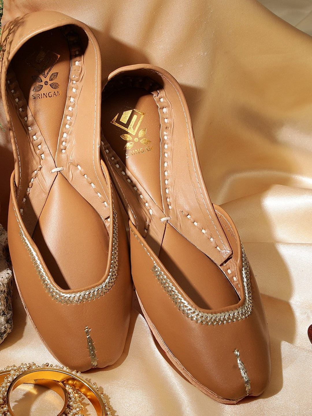 

Sringam Women Brown Handcrafted Mojaris