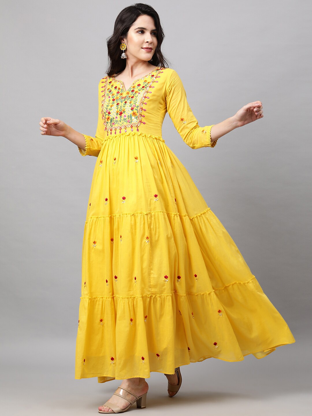 

FASHOR Yellow Ethnic Maxi Dress