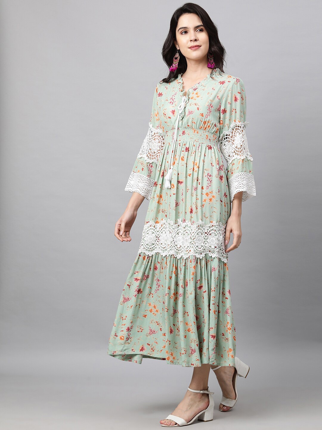 

FASHOR Woman Green Floral Maxi Dress