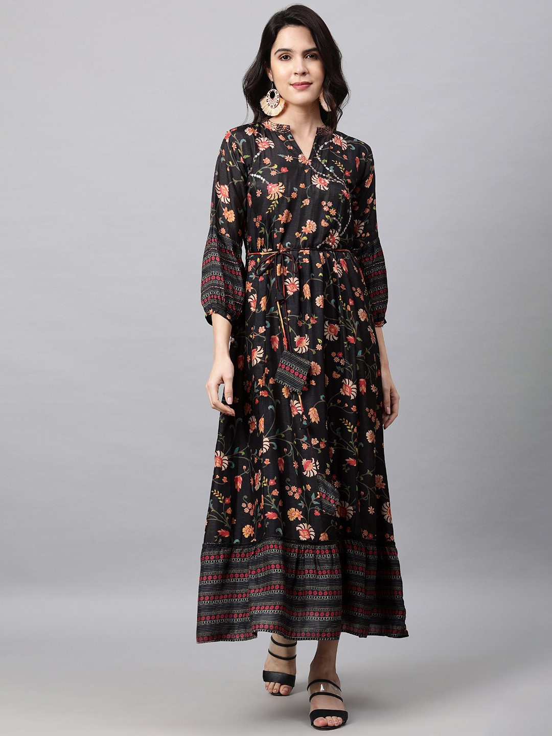 

FASHOR Black Floral Maxi Dress