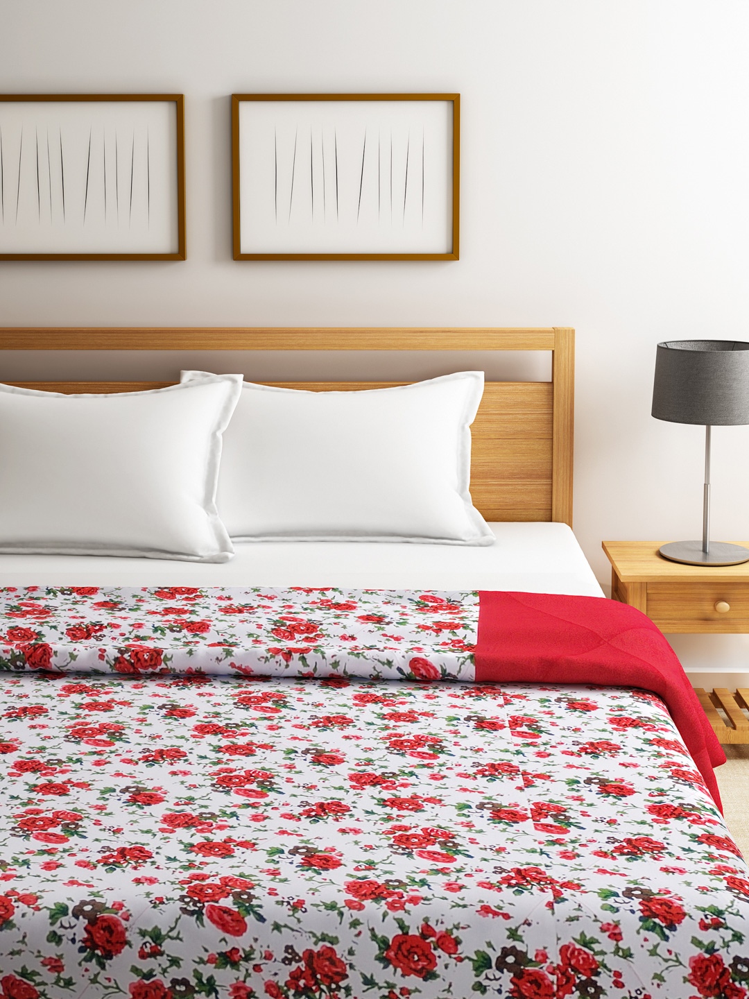

SWAYAM Red & White Printed AC Double Quilt (Comforter)