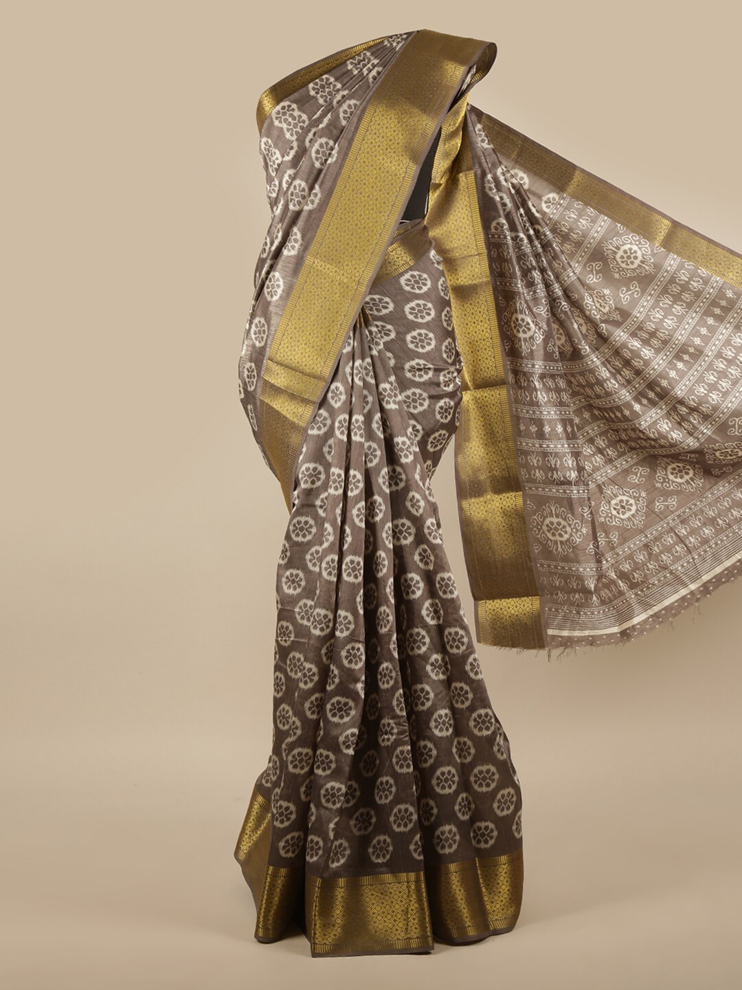 

Pothys Grey & White Floral Saree