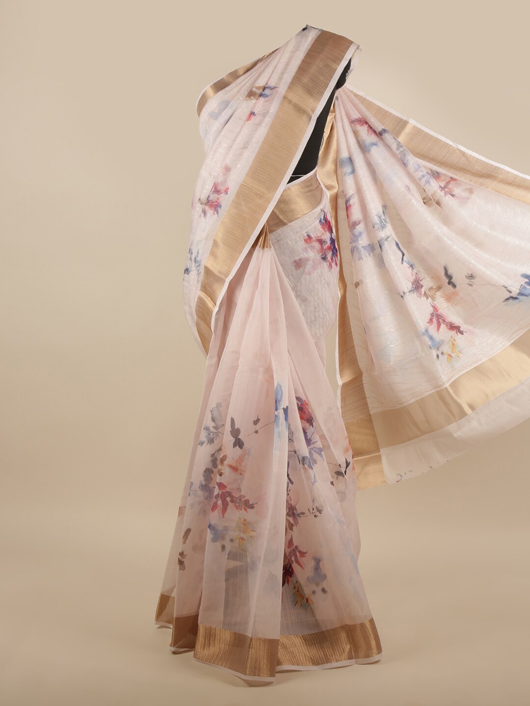 

Pothys Mauve & Pink Floral Printed Saree