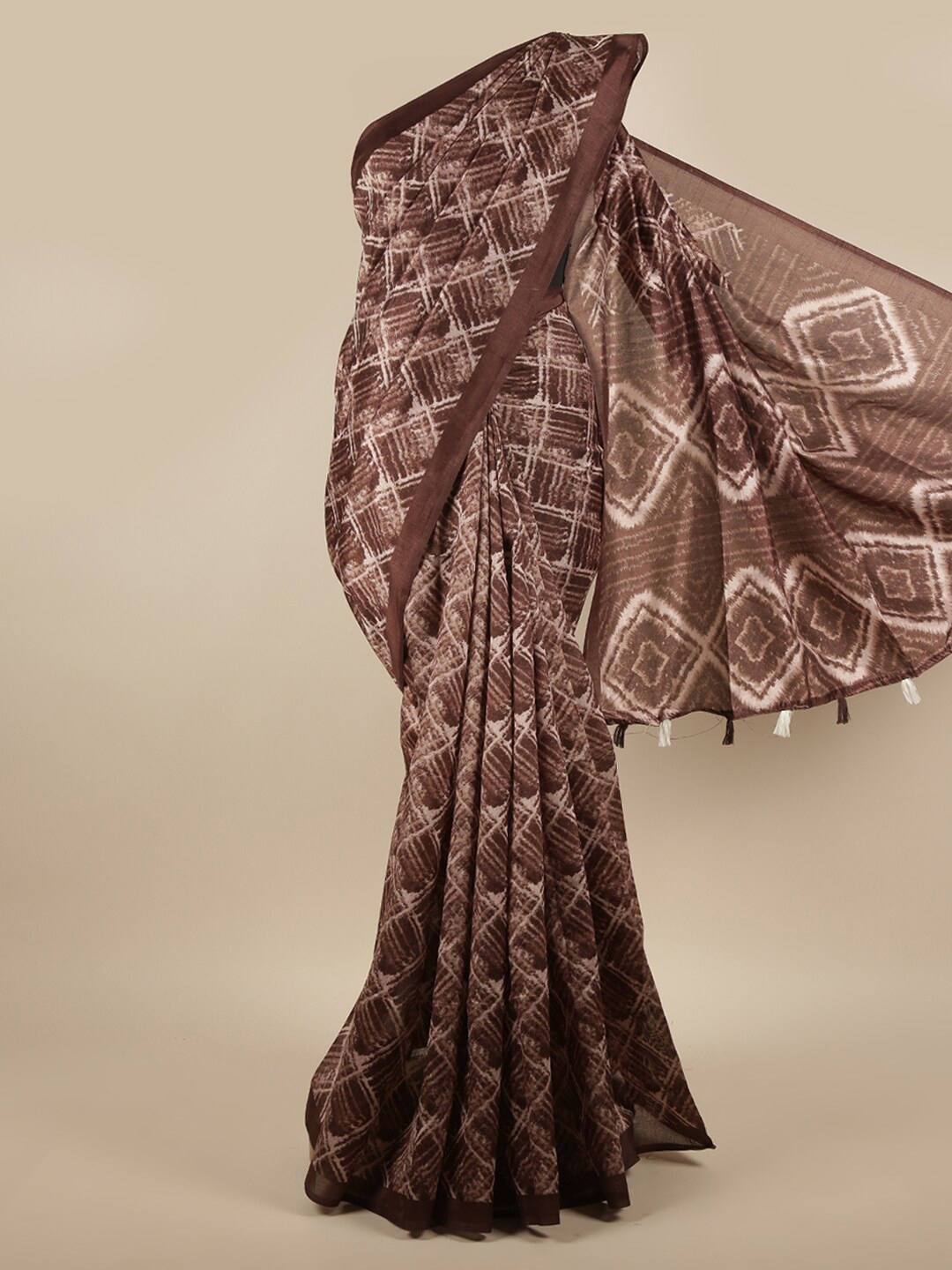 

Pothys Brown & White Printed Saree