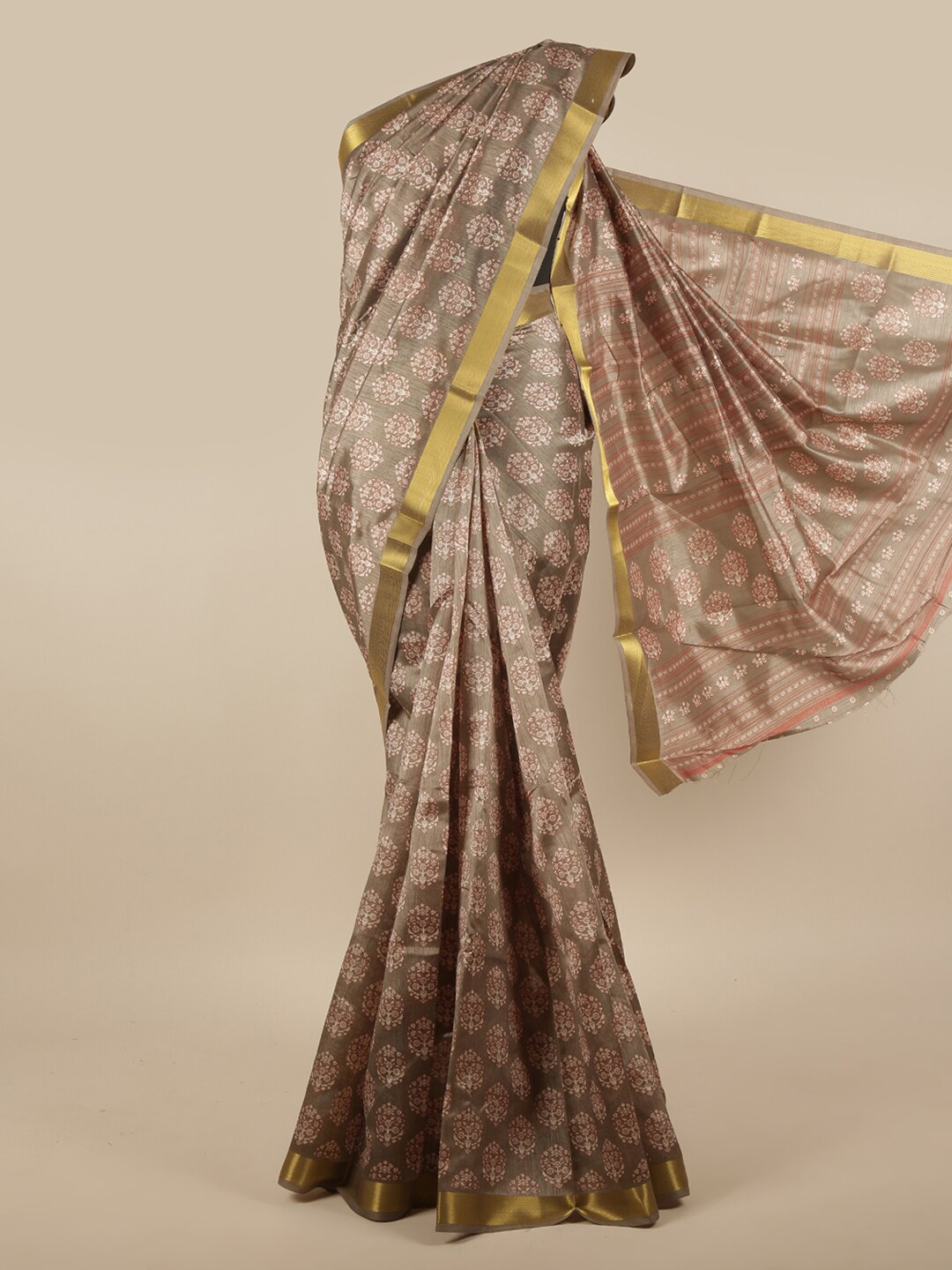 

Pothys Grey & White Floral Saree