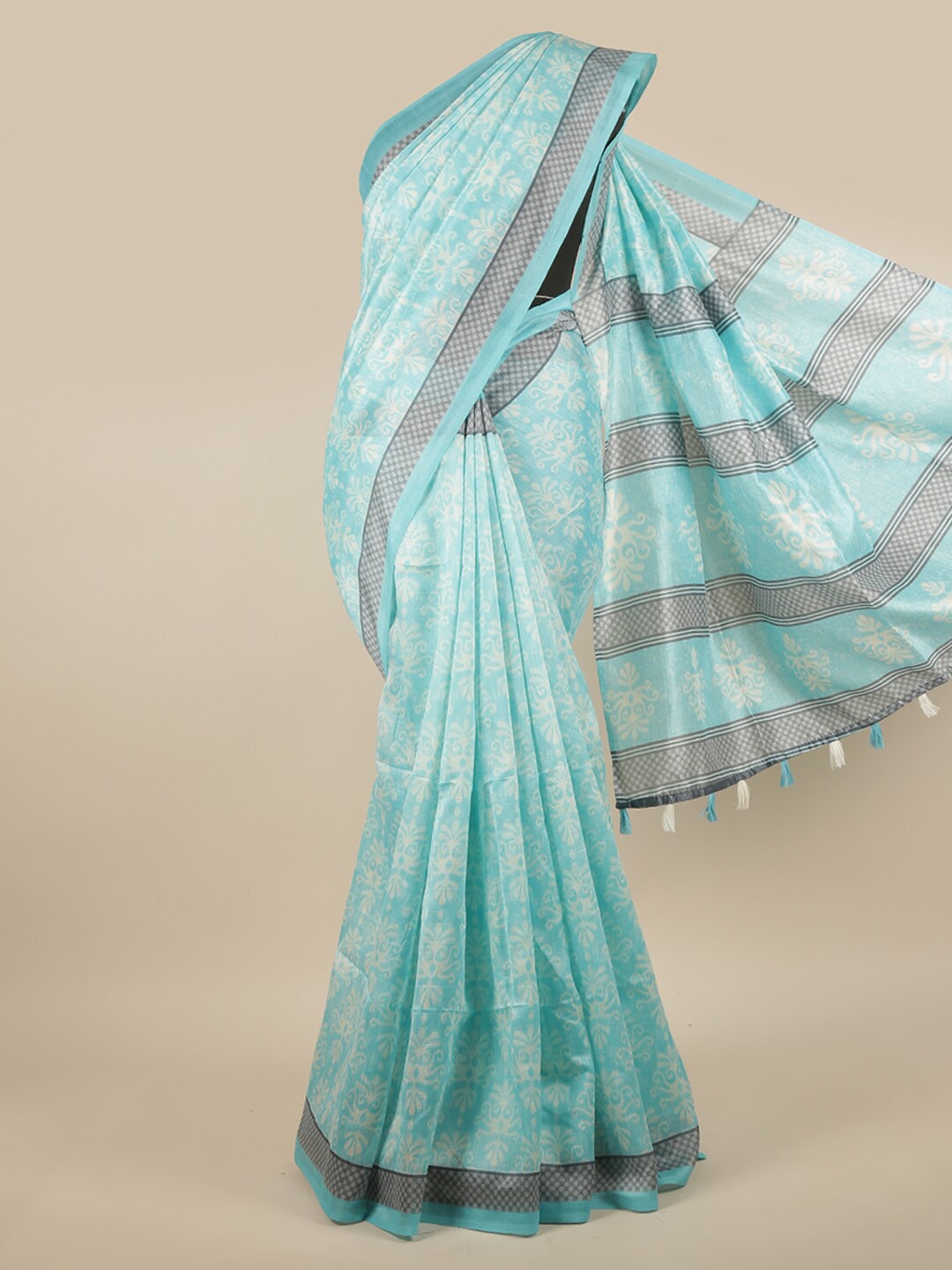 

Pothys Blue & White Floral Printed Saree