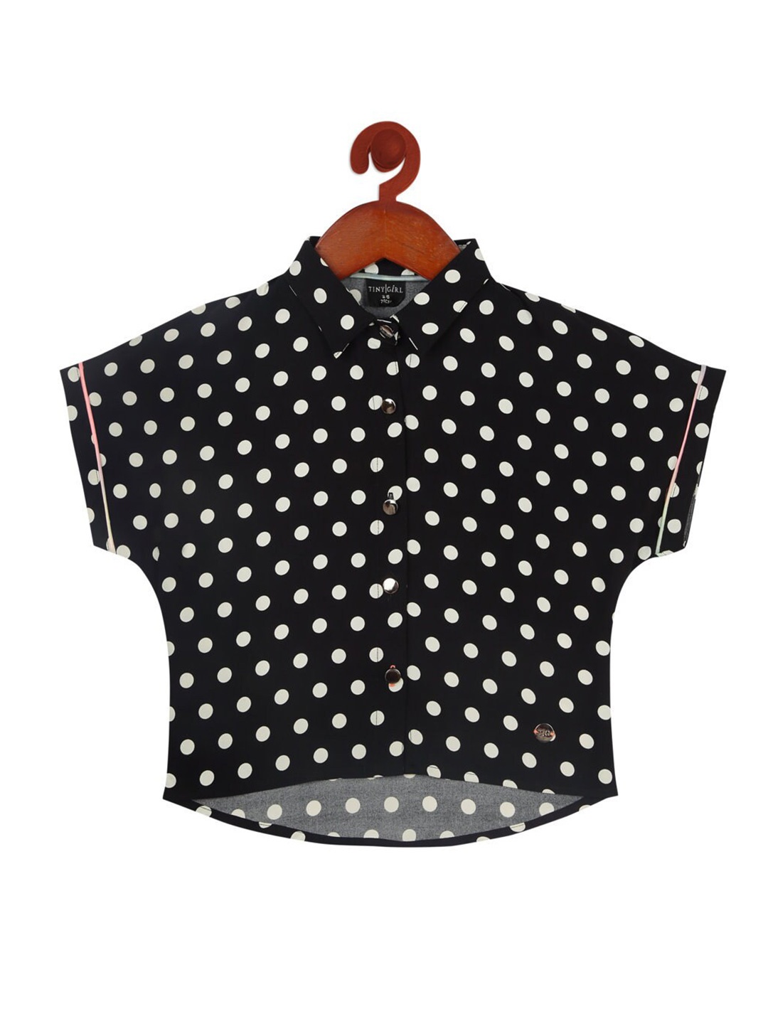 

Tiny Girl Black & White Polka Dots Print Top