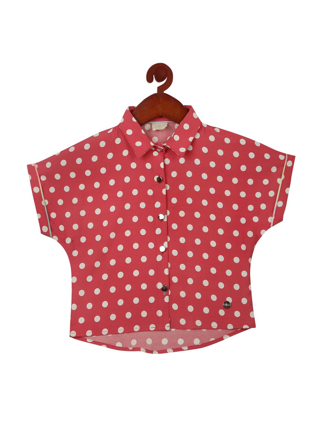 

Tiny Girl Pink & Off White Print Extended Sleeves Shirt Style Top