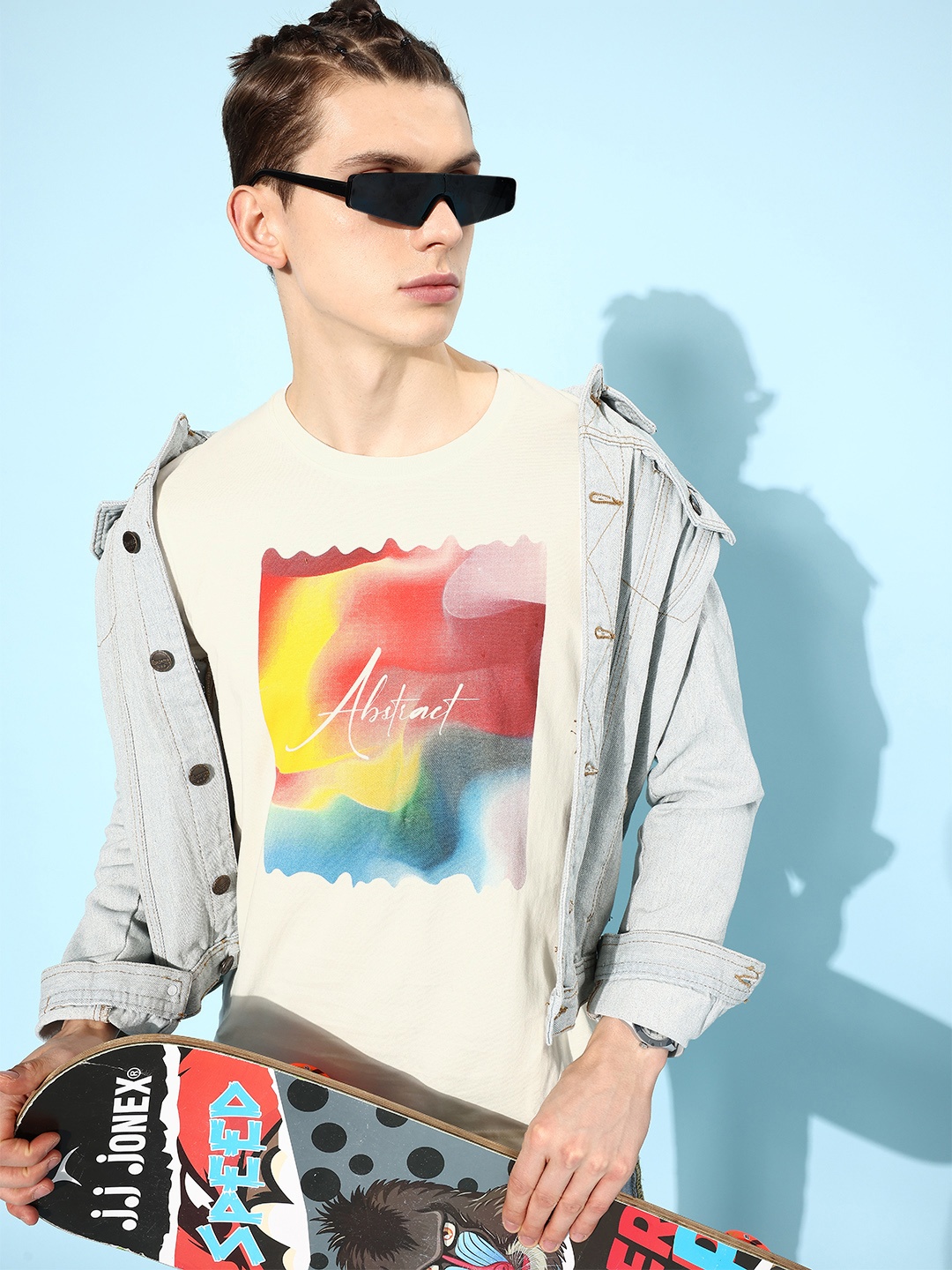

Moda Rapido Men White Printed Live In Laundered Tshirt