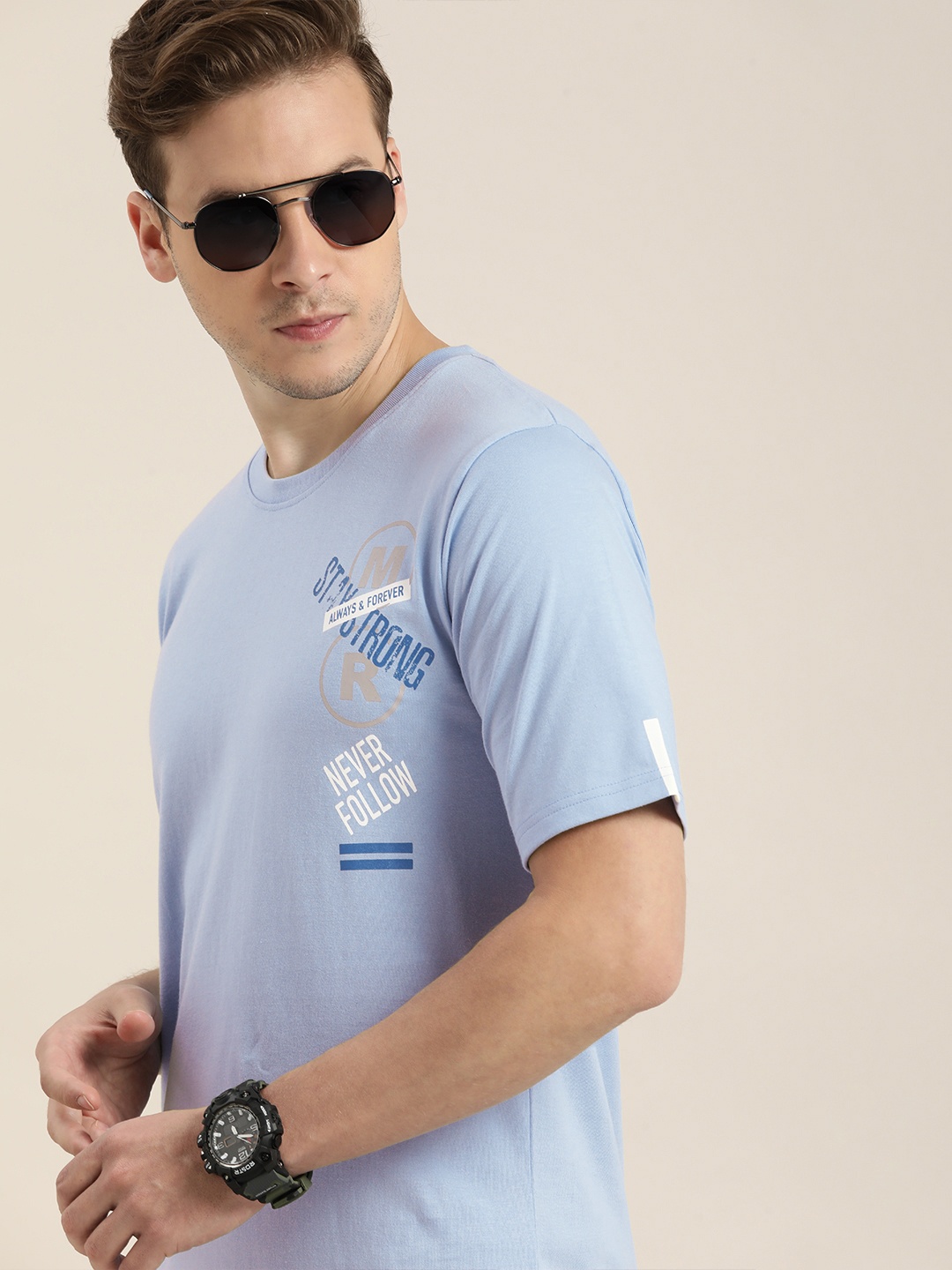 

Moda Rapido Men Blue Typography Printed T-shirt