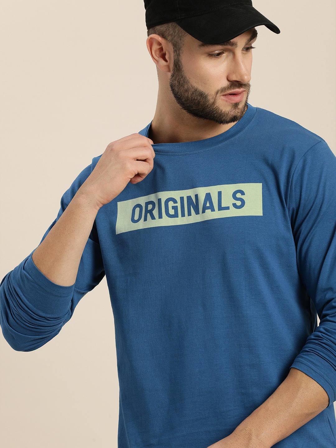 

Moda Rapido Men Blue Typography Printed Pure Cotton T-shirt