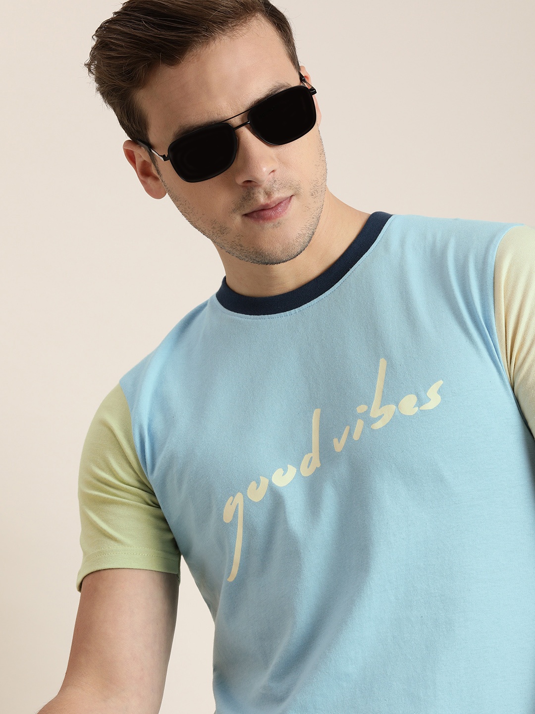 

Moda Rapido Men Blue Typography Printed Pure Cotton T-shirt