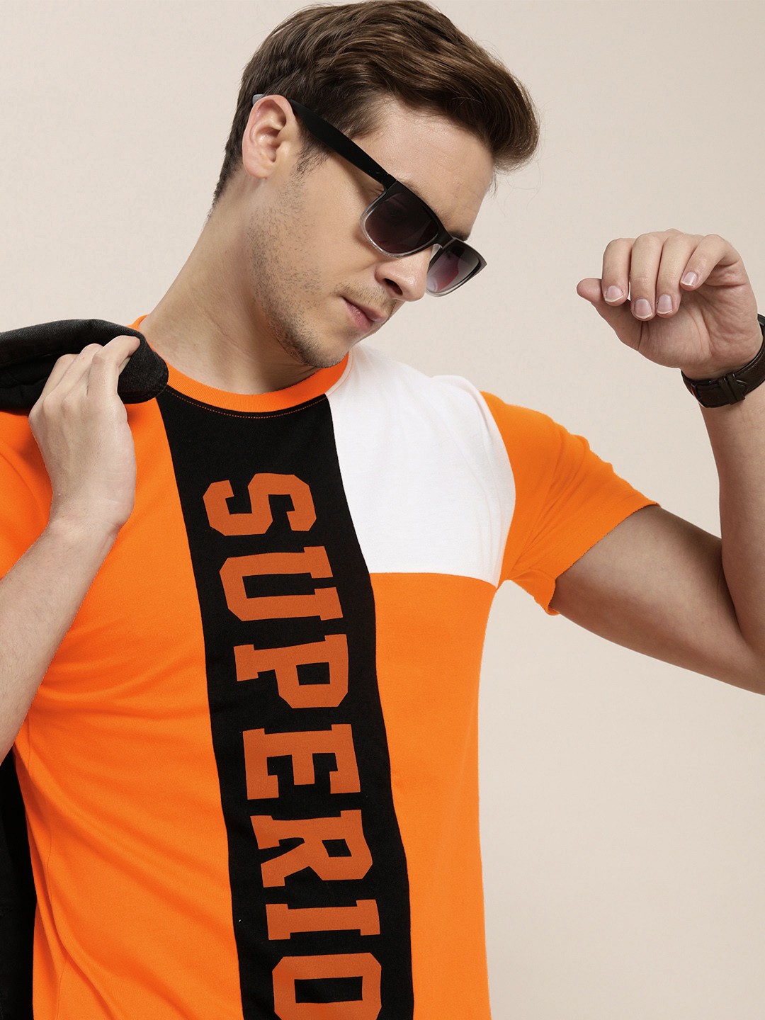 

Moda Rapido Men Orange & Black Typography Printed Pure Cotton T-shirt
