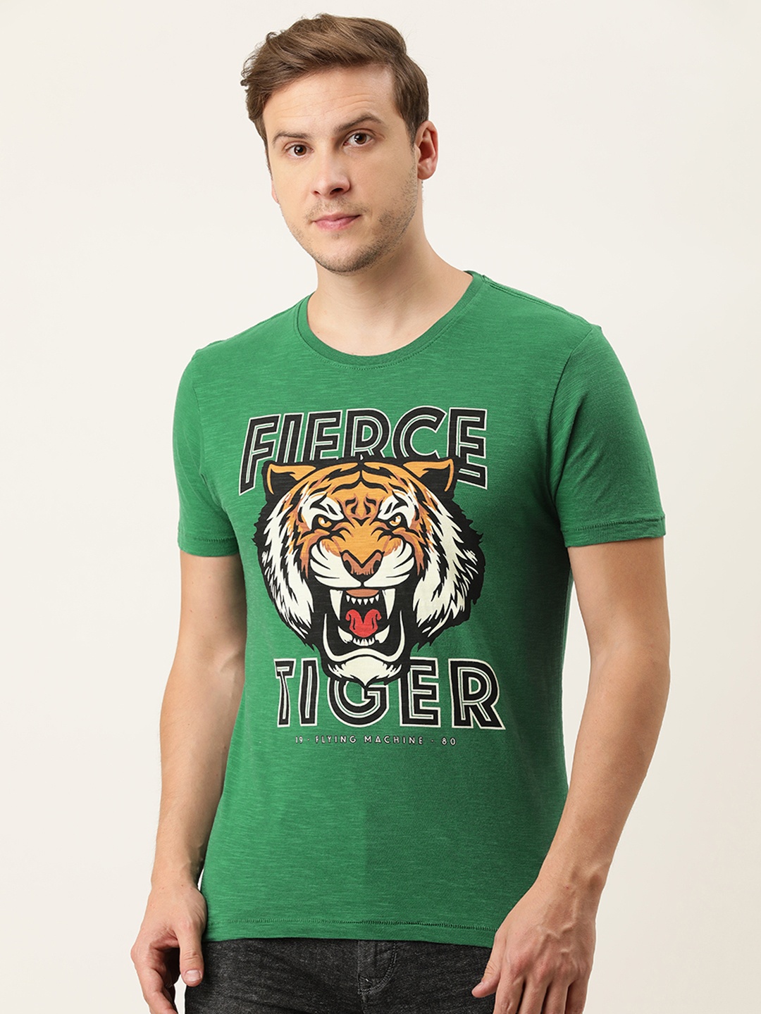 

Flying Machine Men Green Typography Printed Slim Fit T-shirt