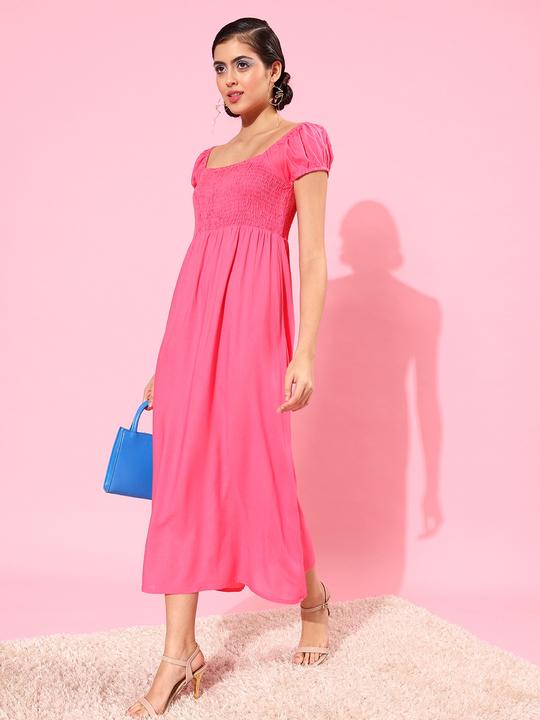

DressBerry Women Pink Solid Sundress