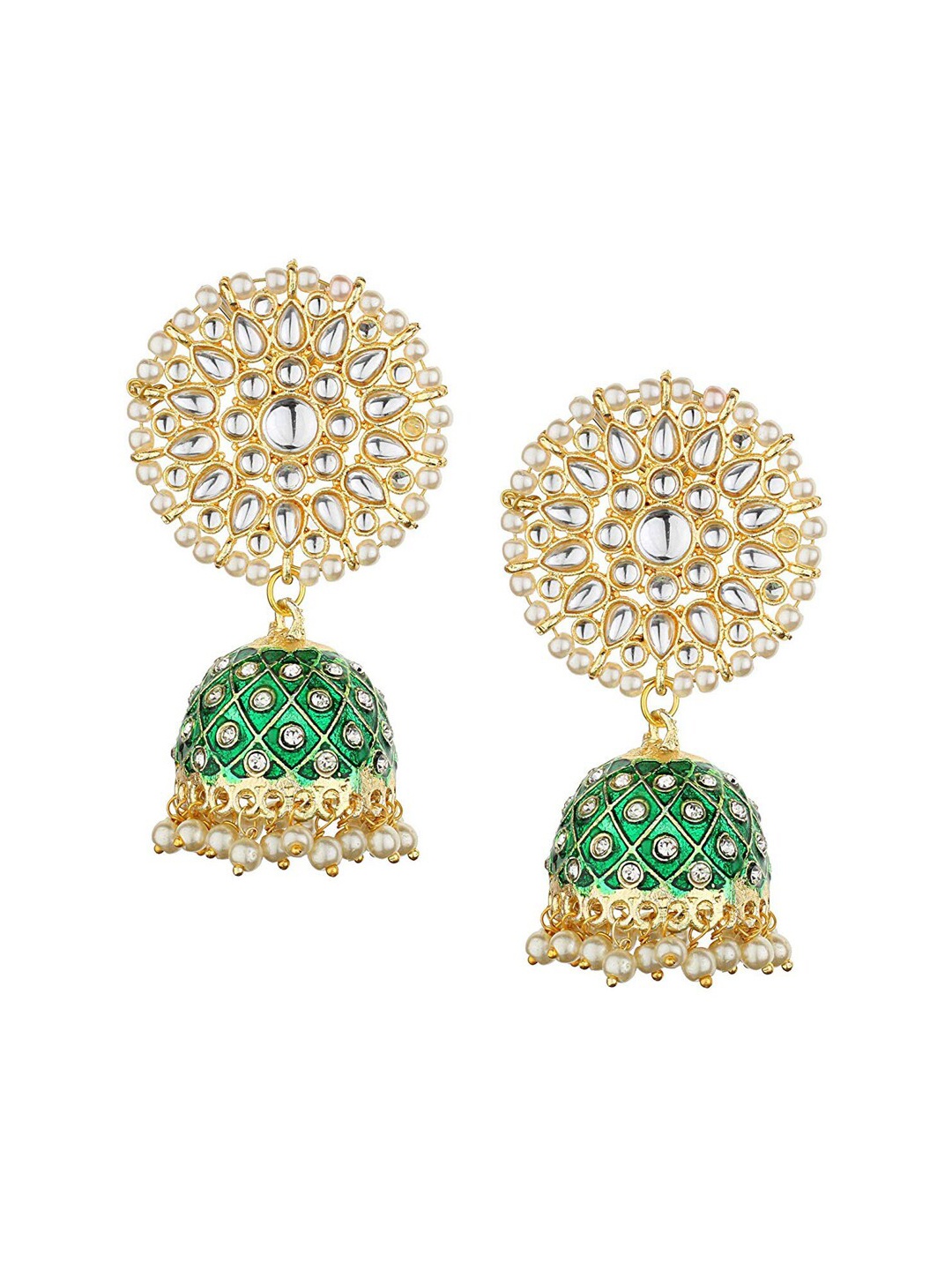 

Runjhun Green Contemporary Jhumkas Earrings