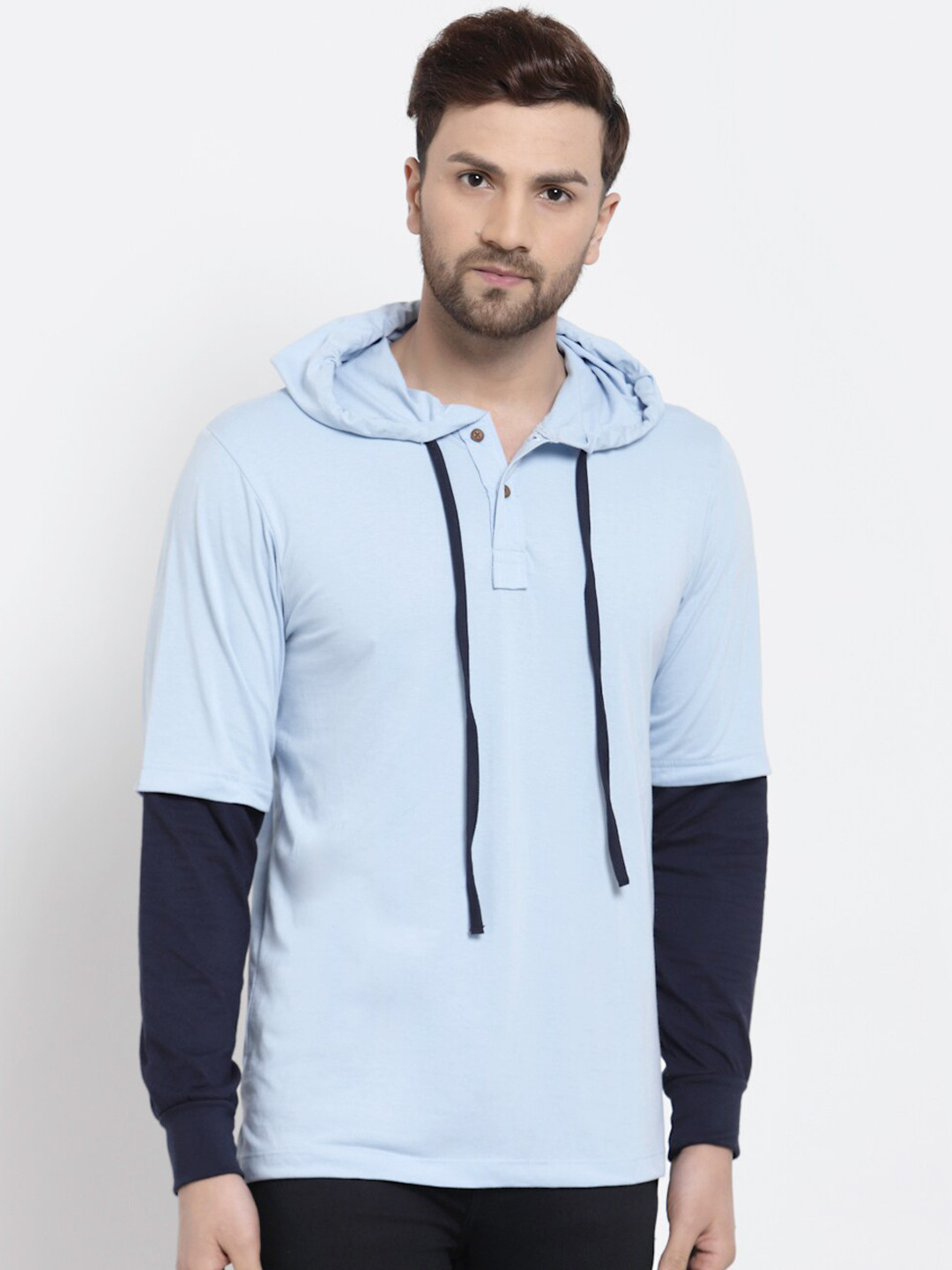 

Kalt Men Navy Blue Colourblocked T-shirt