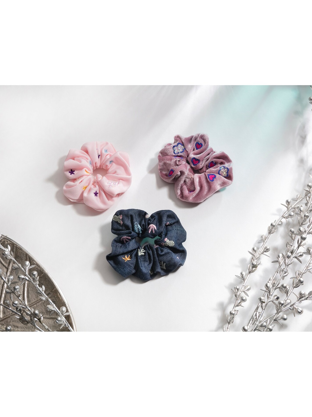 

MASQ Women Blue & Purple Set of 3 Ponytail Holders