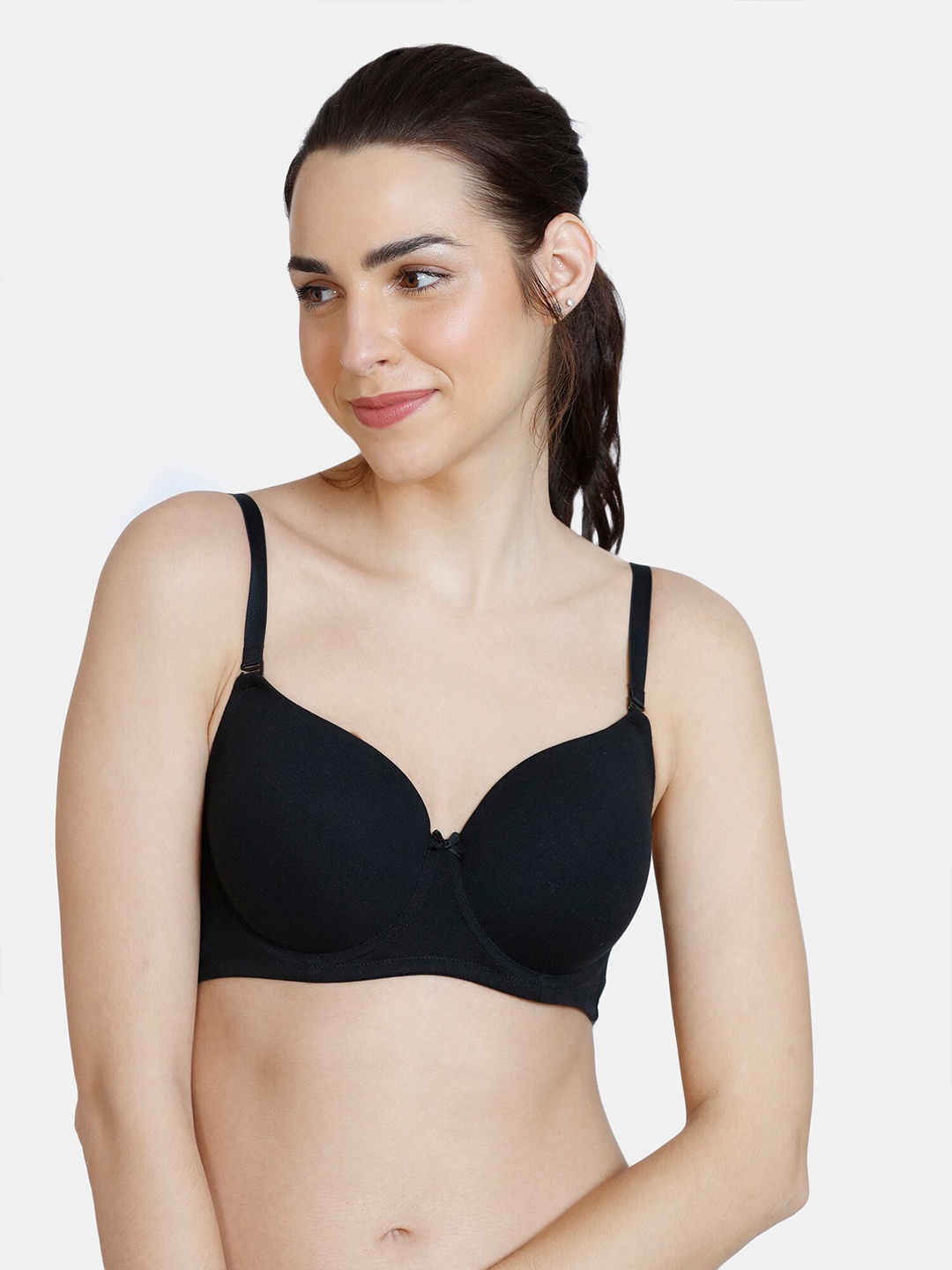 

Rosaline by Zivame Black Solid Underwired Lightly Padded T-Shirt Bra